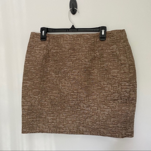 Michael Kors Brown/Gold Metallic Skirt - Picture 2 of 3